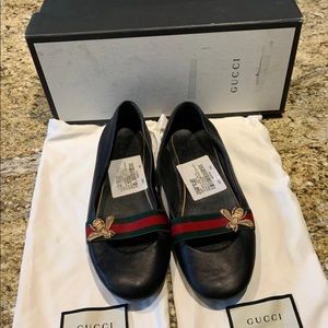 Gucci Bayadere Bee Leather Flats